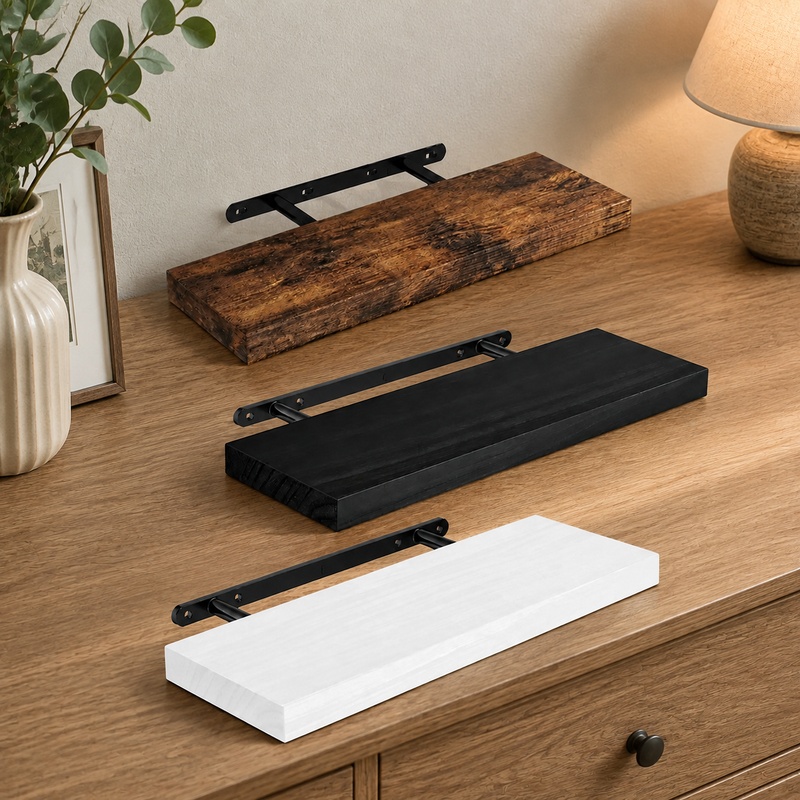 Home Bathroom Shelf - Durable Floating Wall Shelf with Concealed