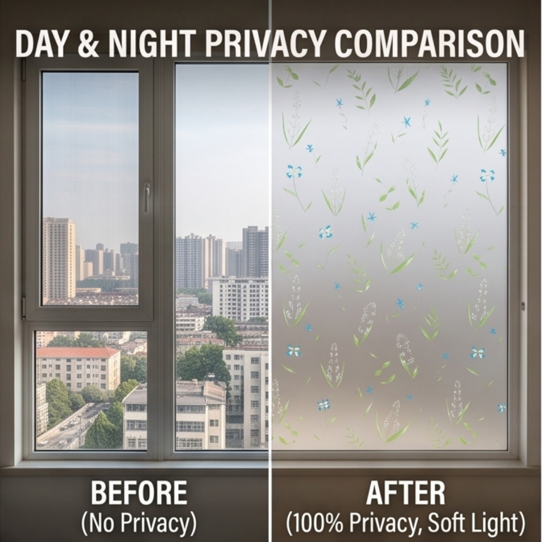 Self Adhesive Fresh Floral Lea - Home Bathroom Glass review and price