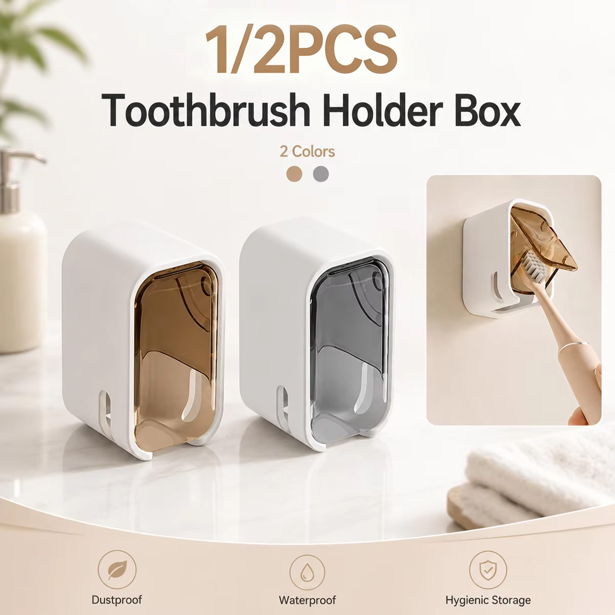1/2PCS Wall Mounted Toothbrush - Toothbrush Holder Set review and price