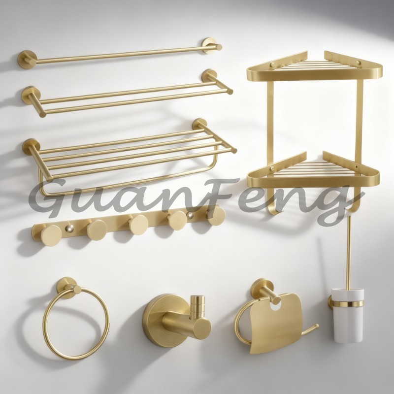 Luxury Brushed Gold 9 Pieces B - Home Hardware Bathroom Accessories review and price