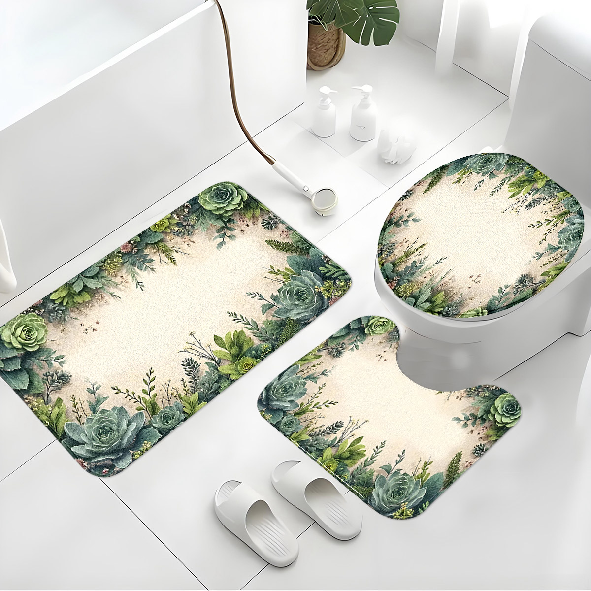 Retro Succulent Bathroom Three - Zara Home Bathroom Rug review and price