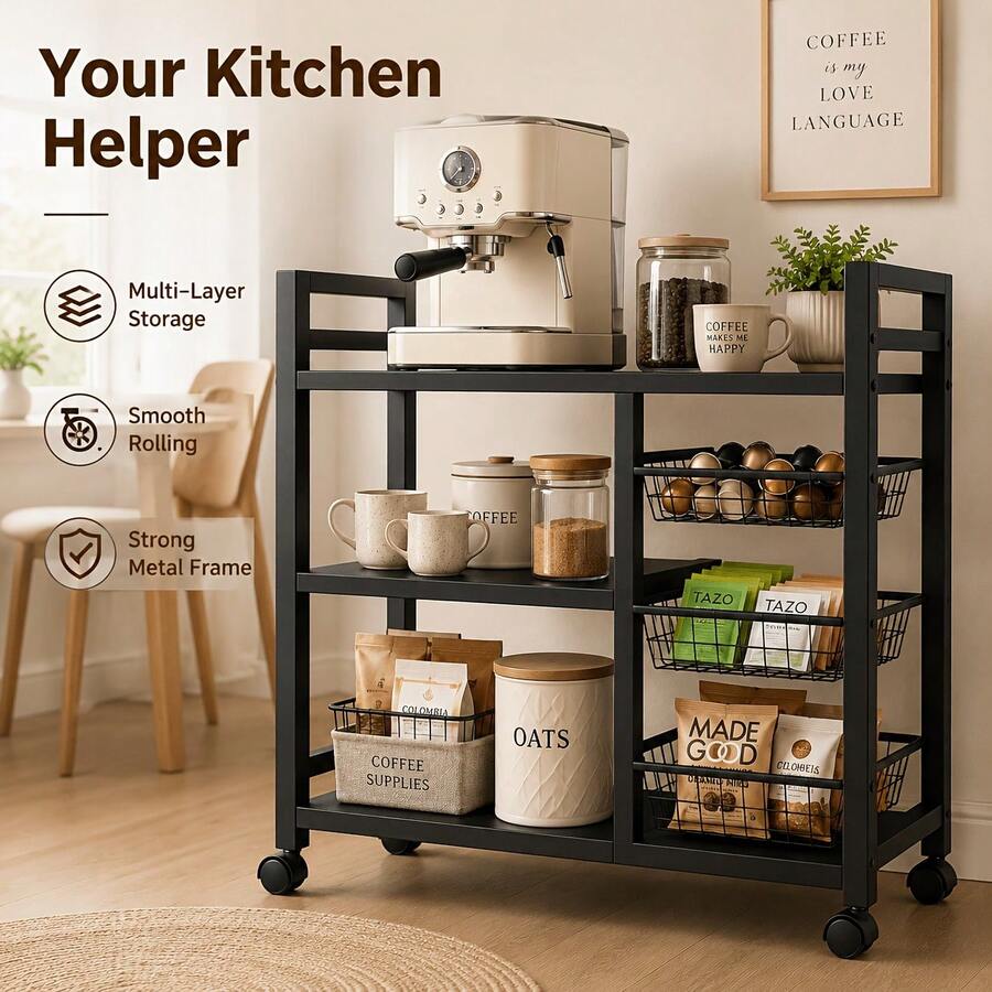 1pc Mobile Storage Rack, Adjus - Home Bathroom Shelf review and price